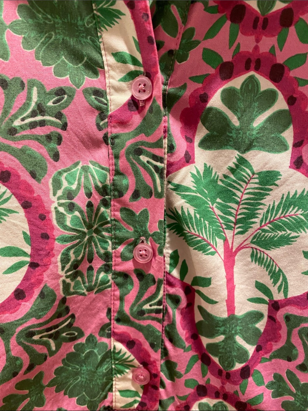 Anthropologie Pink and Green Patterned Tiered Midi Dress - Picture 4 of 5